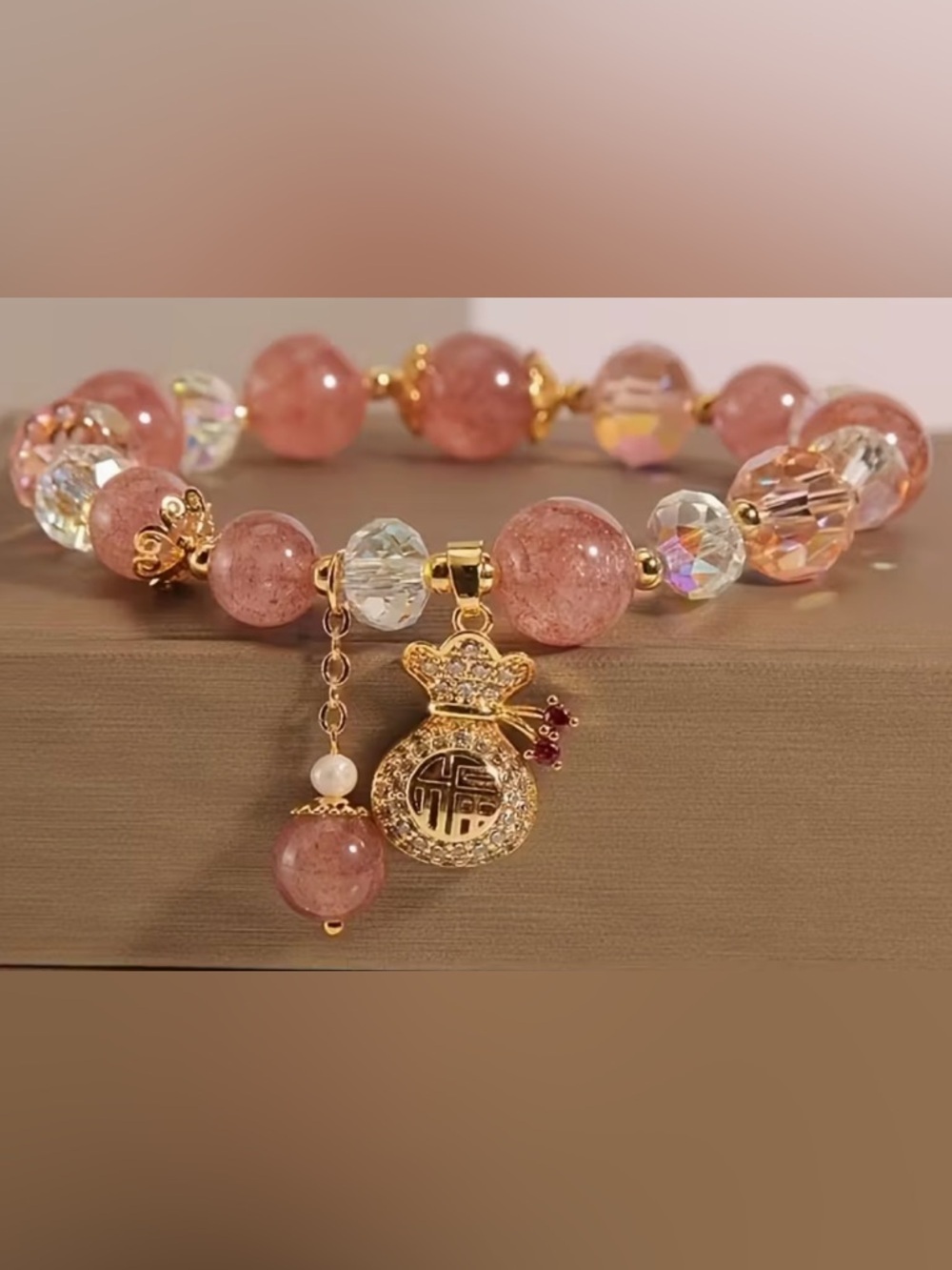 Charm Strawberry Beaded Bracelet. - Picture 4 of 7